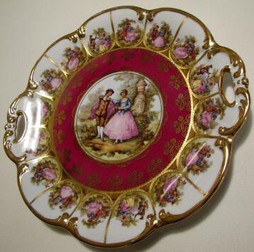 Karlsbader Carlsbad Germany Porcelain Charger Plate w/handles and gold