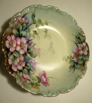 Antique Pouyat Limoges Hand Painted Porcelain Bowl Floral 1890