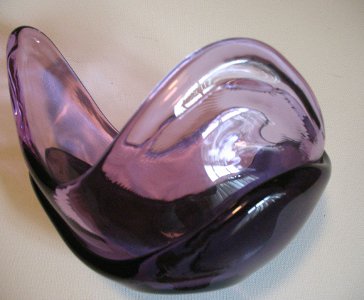 Studio Art Glass Modern Amethyst Vase Bowl Signed