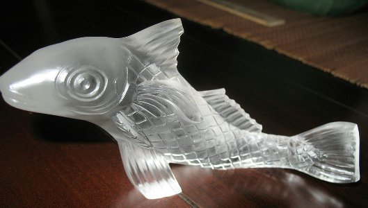 Baccarat France Crystal Glass Carp Fish Sculpture Signed